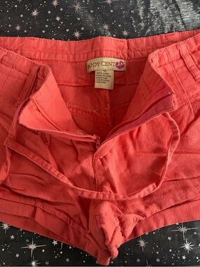 Body Central Coral High-Rise Linen Shorts